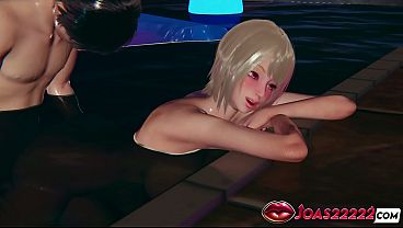 Kurumi Poolside Animated Hentai Babe - Slow Deep Spooning Sex Full of Passionate Groans, First-Person Anal Missionary Pounding, Pressed Underwater for Hard Doggystyle Until Creamy Cum Explosion