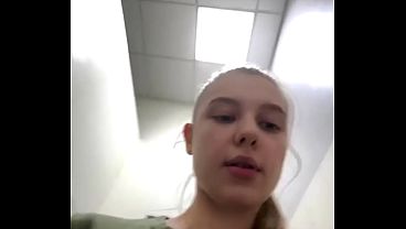 Horny girl in the gym playing