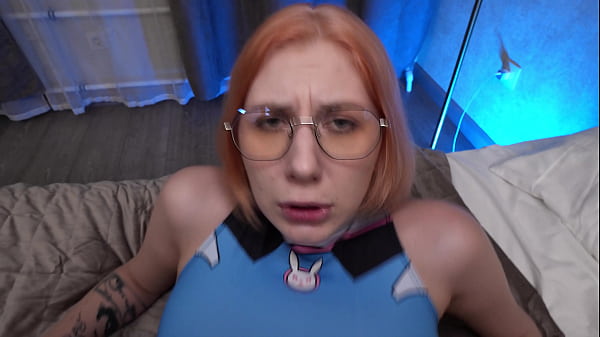 The red-haired anime girl is deep in her fantasies