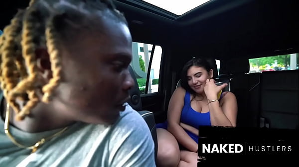 Devil in a blue dress sucking black mens swollen cock for cum