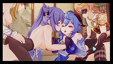Ganyu y Keqing - Animación hentai de impacto de Genshin