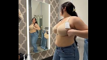 Try On Haul! Big Natural Boobs Uncensored Dressing Room Cam
