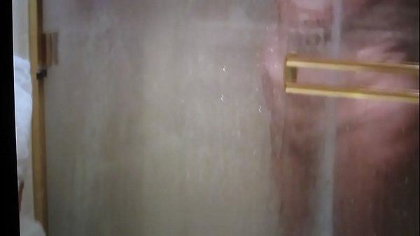 big tit showering