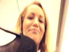 Blonde European amateur talked into sex in changing room for mon