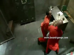 Secretary caught by prisoners and forced to swallow cocks deep h