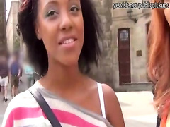 Two college girls convinced to have a esome sex for money