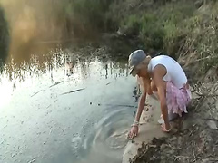 Petite i8 years old chick Loly on beach