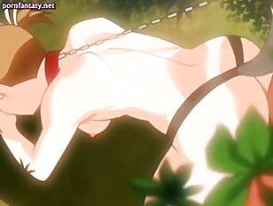 Chained anime girl gets rammed hard