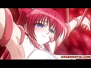 Redhead hentai bigboobs brutally fucked by tentacles and worms