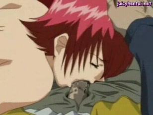 Redhead anime babe taking a cock in her mouth