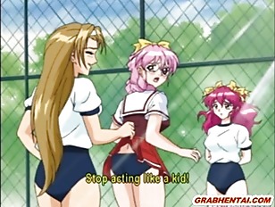 Chained hentai girls gets whipped and brutally fucked by pervert guy